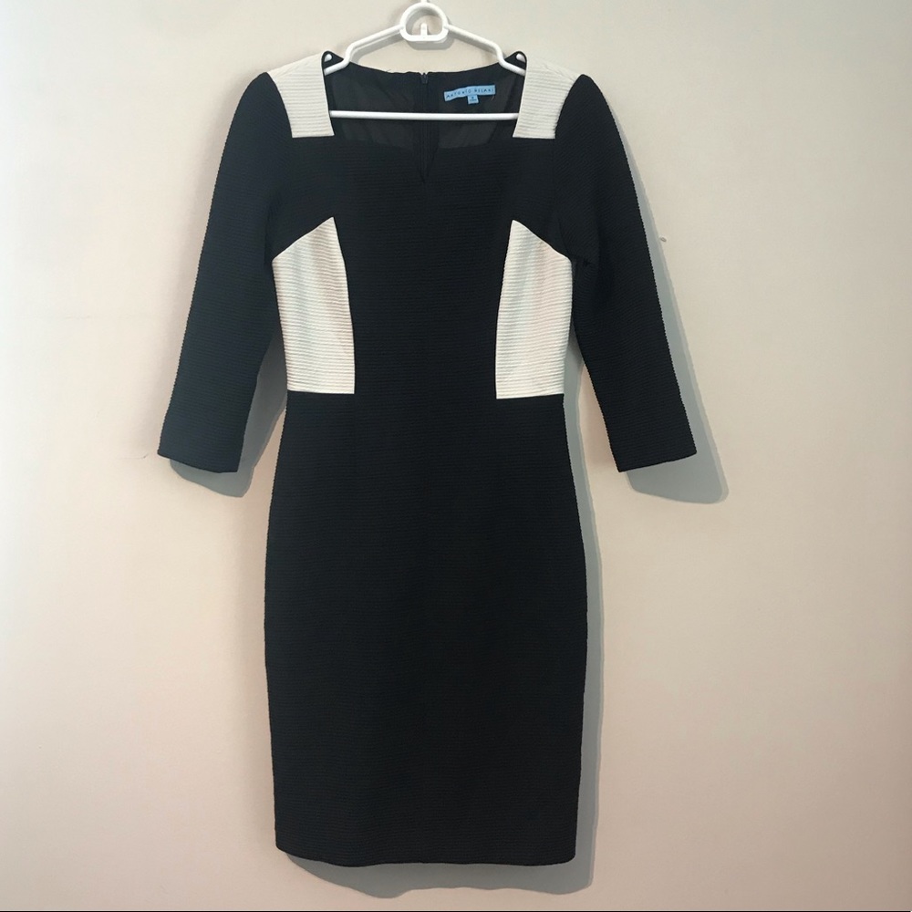 Antonio Melani Color Block Dress Size 2 Blck/Cream